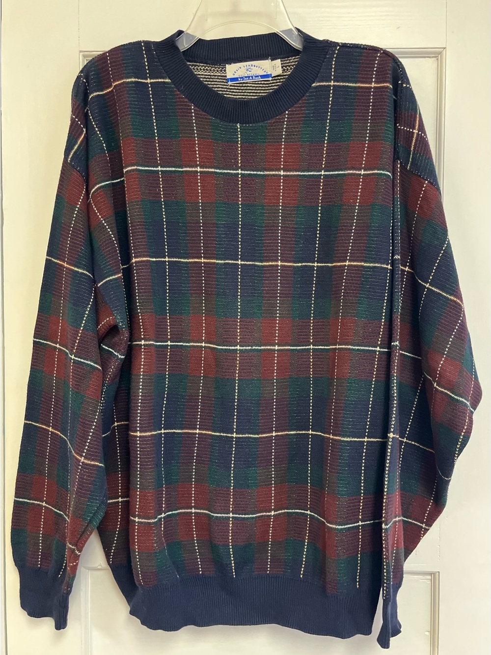 VTG David LeadBetter by Jos. A. Bank Mens golf Sweater Size L Plaid Preppy